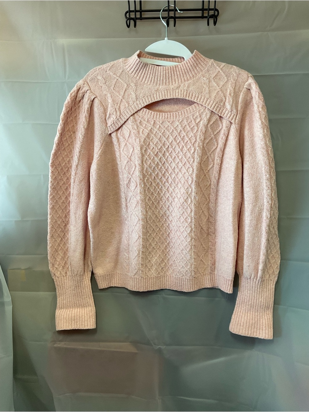 Palette Women's Blush Pink Cutout Cable Knit Sweater